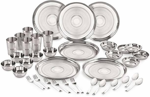NEELAM Pack of 36 Stainless Steel Diamond Touch Dinner Set Dinner Set