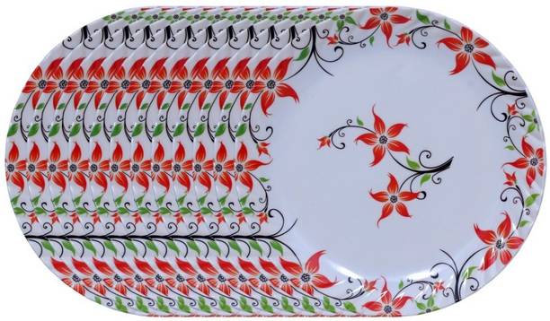 CARNIVAL Pack of 12 Melamin Smart Round Beautyful 10 Inch Full Dinner Plate/Lunch&Dining Plate Set 12 Pcs Dinner Set