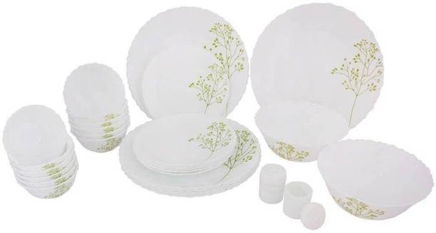 LAOPALA Pack of 35 Opalware Blissfull Greens 35 pcs Dinner Set