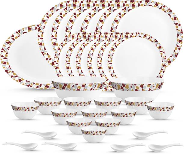 cello Pack of 33 Opalware discover a collection of light weight, break & chip resistant, Mosaic Dinner Set