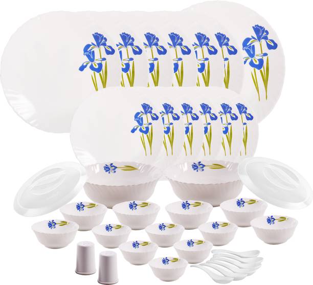 cello Pack of 37 Opalware Dazzle Blue Iris 37 Pcs Dinner Set