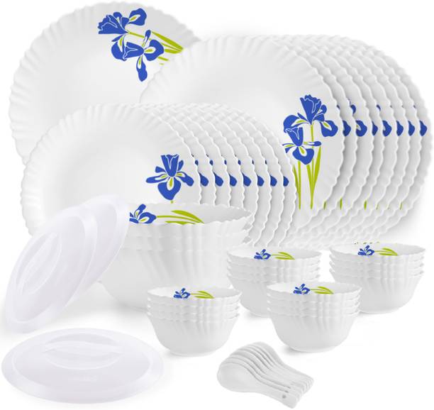cello Pack of 47 Opalware Dazzle Iris|Crockery Set|Blue Dinner Set