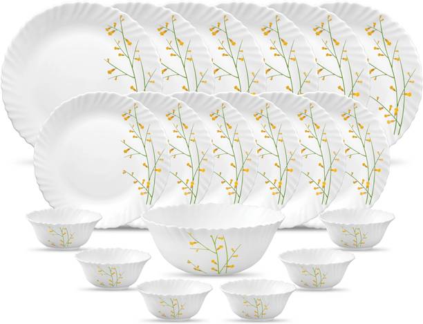 LAOPALA Pack of 19 Ceramic Diva Classique Collection Citron Weave Dinner Set