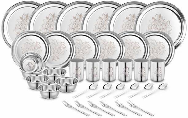 क्लासिक एसेंशियल्स Glory Dinner Set, Heavy Gauge with Permanent Glory Laser Design 36 का पैक डिनर सेट
