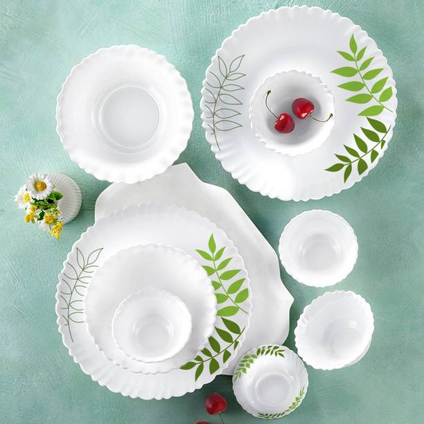 Larah by Borosil Pack of 34 Opalware Dinner Set