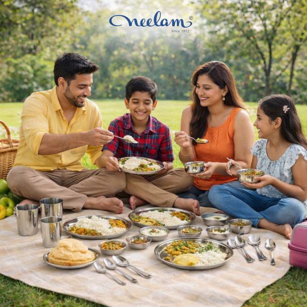 NEELAM Pack of 61 Stainless Steel 24 Gauge Premium Dinner Set Dinner Set