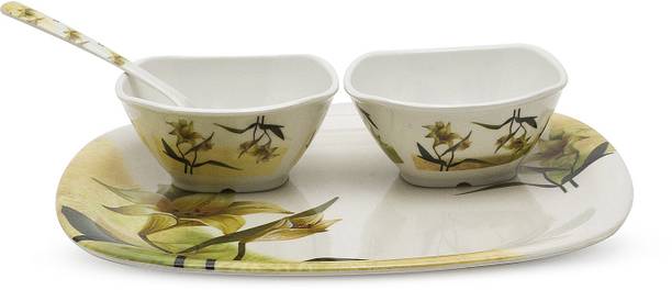 BATANIYA Pack of 4 Melamin Mor Pankh Design 4 Piece Dinner Set