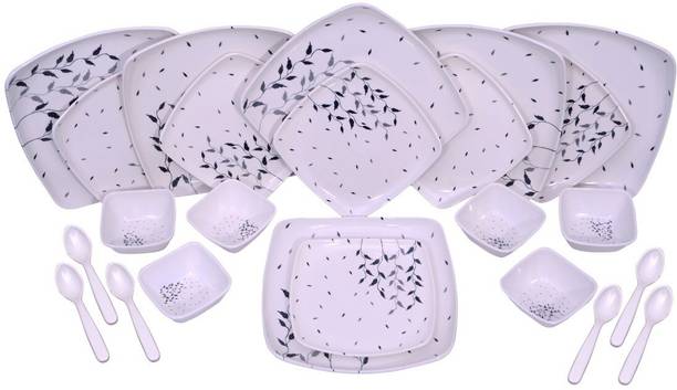 CARNIVAL Pack of 24 Melamin Square Model Beautyful Dinner/Lunch/Dining Set 24 Pcs Of Melamine Dinner Set