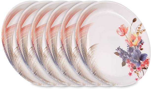 Home-pro Pack of 6 Melamin Home-Pro 6 Pieces Melamine Dinner Plate Set Boss 302, Floral Design Dinner Set