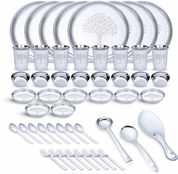 LIMETRO STEEL Pack of 51 Stainless Steel Laser Printed Heavy Gauge Dinner Set