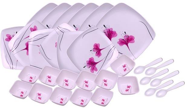 कार्निवल Melamine Square Lito(903)Beautyfull Dinner Set 24 Pcs 24 का पैक डिनर सेट