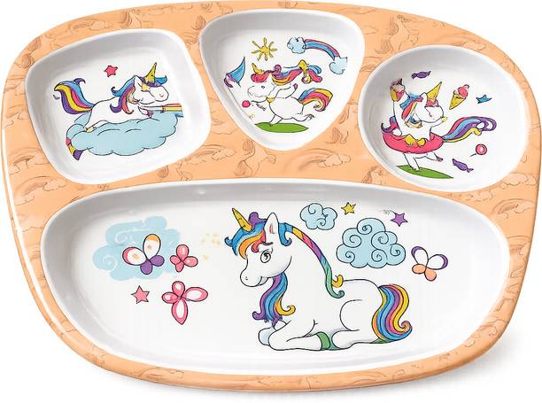 RAJAM STORES Plastic UNICORN KIDS DINNER PLATE Dinner Set