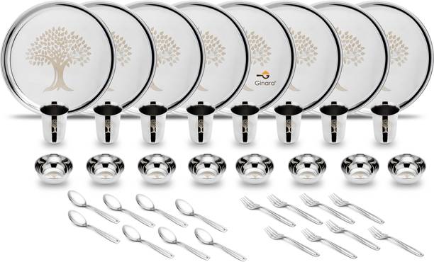 Ginara Pack of 40 Stainless Steel Laser Printed Tree Model Dinner Set