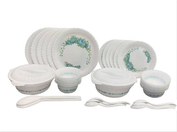 RENVA Plastic 36 Pcs Dinner Set Plates & Bowls,Serving Bowls,Spoon for Family of