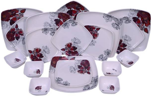 CARNIVAL Pack of 24 Melamin Melamine Square Lito Model Beautyful Dinner Set 24 Pcs Dinner Set