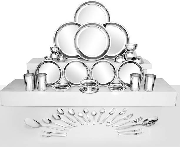 Shri & Sam Pack of 42 Stainless Steel Delight High Grade, 42 Pieces Dinner Set