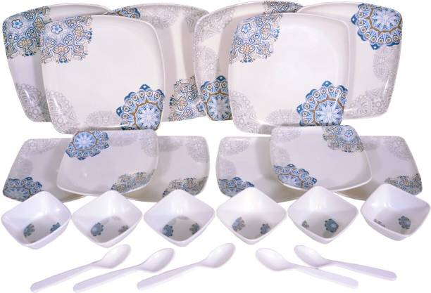 CARNIVAL Pack of 24 Melamin Square Lito(919) Beautyfull Dinner / Lunch & Dining set 24 Pcs of Melamine Dinner Set