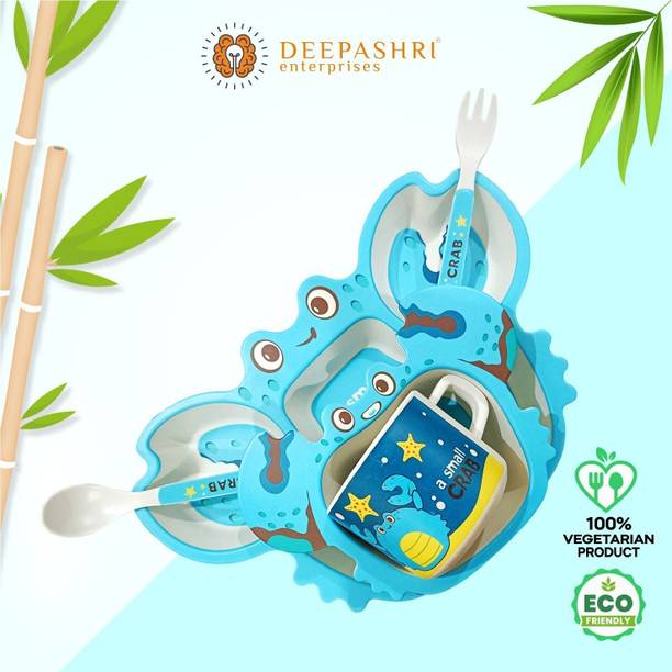 Deepashri Bamboo Fibre Crab Shape kids Dinner Set 100% Biodegradable and Eco Friendly - Bamboo Dinner Set