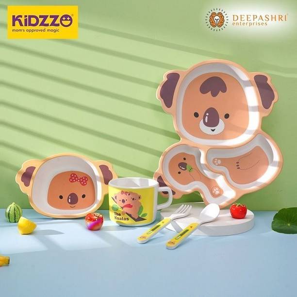 Deepashri Bamboo FIbre Kola Shape kids Dinner Set 100% Biodegradable and Eco Friendly - Bamboo Dinner Set