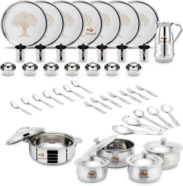 गिनारा Laser Printed Tree Model-5 Set with Handi,Hotpot,Serving Spoon,Jug 50 का पैक डिनर सेट