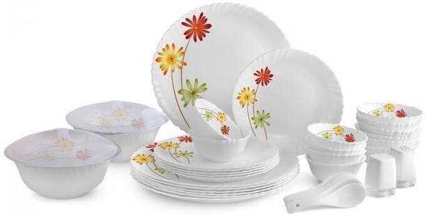 cello Pack of 37 Opalware Dazzle Margarita 37 Pieces Dinner Set