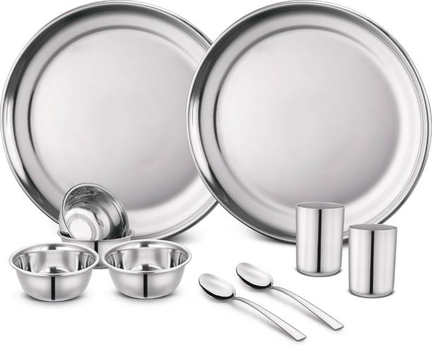 Classic Essentials Pack of 10 Stainless Steel Plain Dinner set, Heavy Gauge Dinner Set