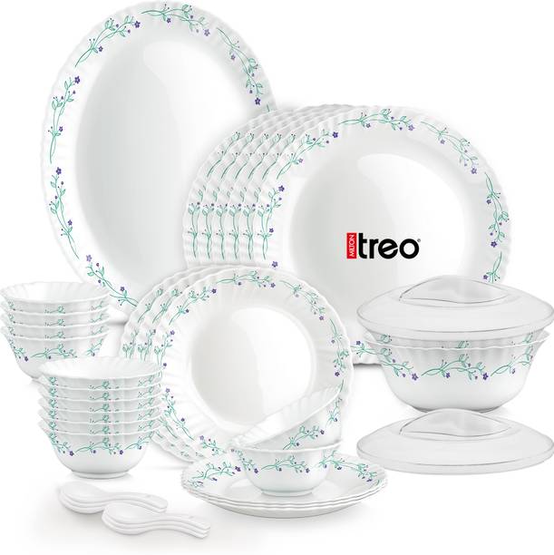TREO Pack of 35 Opalware Neuma Murel Dinner Set | Serving for 6 | Dishwasher Safe, for Dining & Gifting Dinner Set