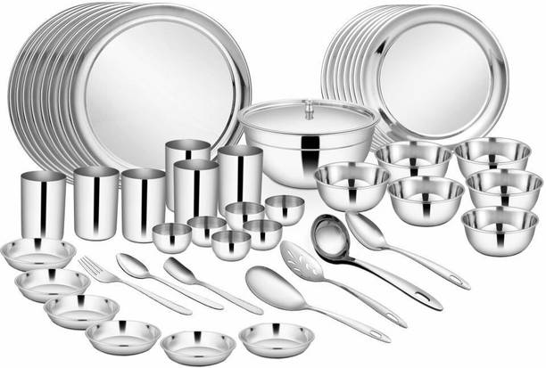 Shri & Sam Pack of 68 Stainless Steel High Grade Stainless Steel Dinner Set - 68 Pieces Dinner Set