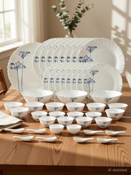 LAOPALA Pack of 46 Opalware Novo Aqua Spray Dinner Set