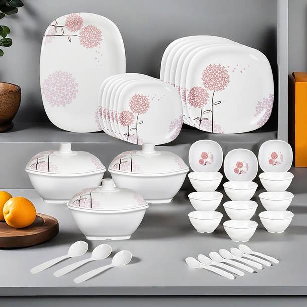 Flipkart SmartBuy Pack of 40 Melamin Blush Blossom Melamine Dinner Set | Dishwasher Safe| Stain Resistant Dinner Set