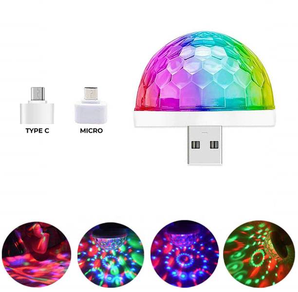 MOOZMOB Multicolor Auto Color Changing Mini USB Disco Light LED Projection Disco Light for Home Decor Parties Room Cars Compatible with Mobiles and Other USB Devices Led Light