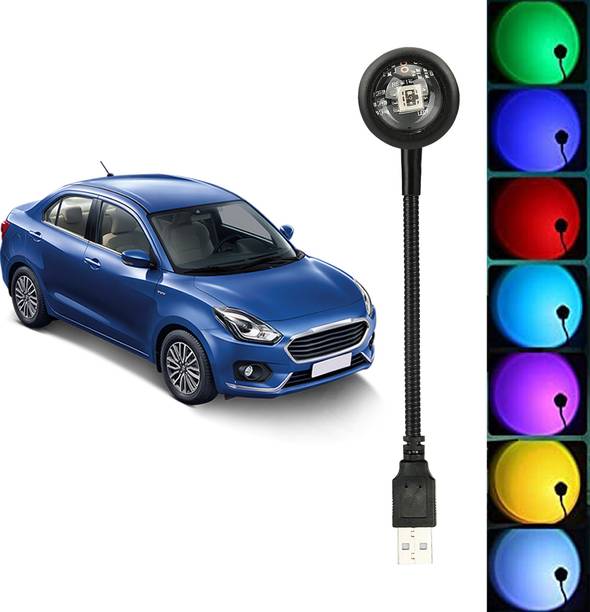 MOOZMOB USB Operated Plug and Play 360 Degree Flexible Multicolor Light for Car Atmosphere Light for Dzire Car SUVs Trucks Home Décor Bedroom Sunset Projection Led Light