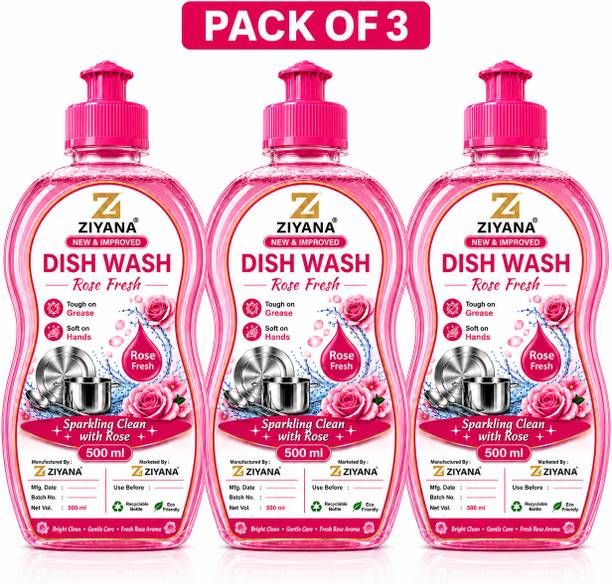 Ziyana LIQUID DISH WASH ROSE 500ML PACK OF 3 Dish Cleaning Gel