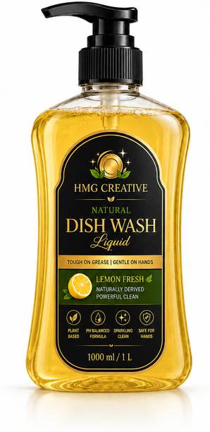 HMG creative Lemon Fresh Dish Wash Liquid 1 L Pump Bottle for Grease-Free Cleaning Dish Cleaning Gel