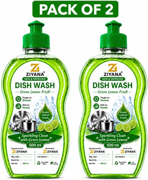 Ziyana Dish Wash Liquid Green 500ml Pack of 2 Dish Cleaning Gel