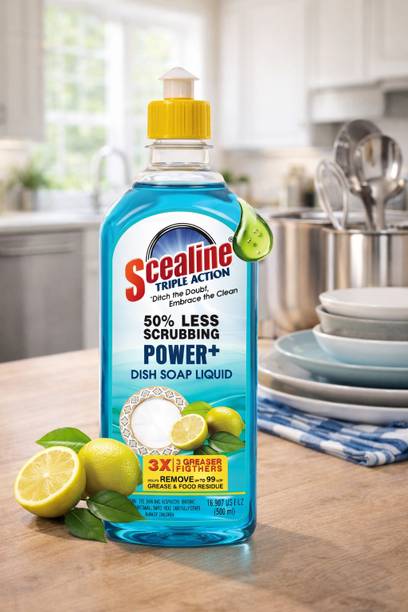 SCEALINE Triple Action Dishwash Liquid Lemon Power Grease for Utensils & Kitchen Dish Cleaning Gel