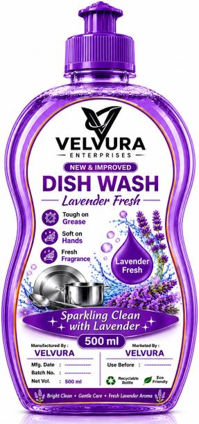 VELVURA Lavender Dishwash Liquid 500 ML Pack of 1 Dish Cleaning Gel