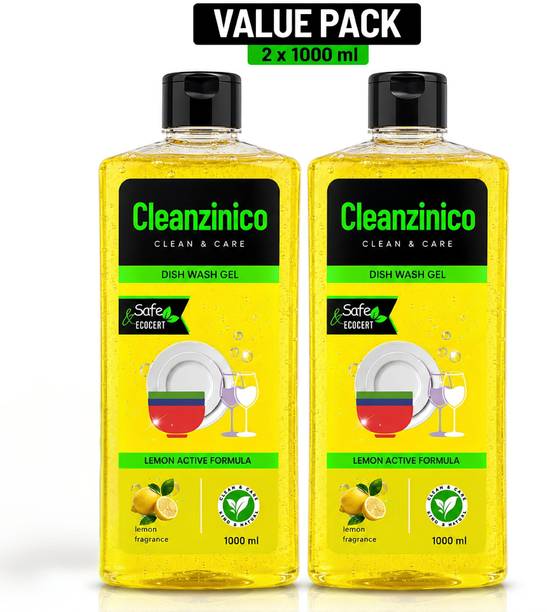 CLEANZINICO Lemon Dishwash Liquid | For Fast Kitchen Cleaning | Pack of 2 Dish Cleaning Gel