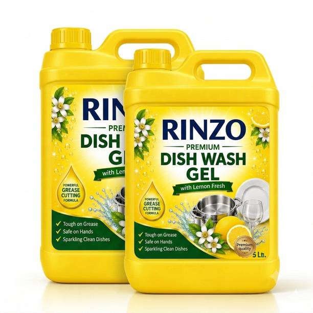 RINZO Dishwash Liquid Gel | Fast Cleansing & Anti-Bacterial, Non Acidic Dish Cleaning Gel