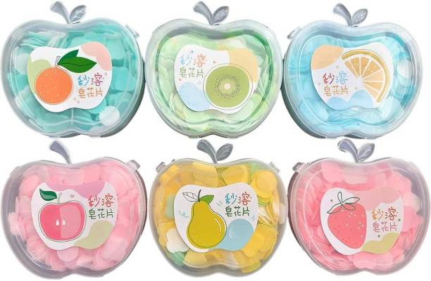 Bunic Kids Paper Soap Strips Scented soft bath flakes Apples shape box for Children Dishwash Bar