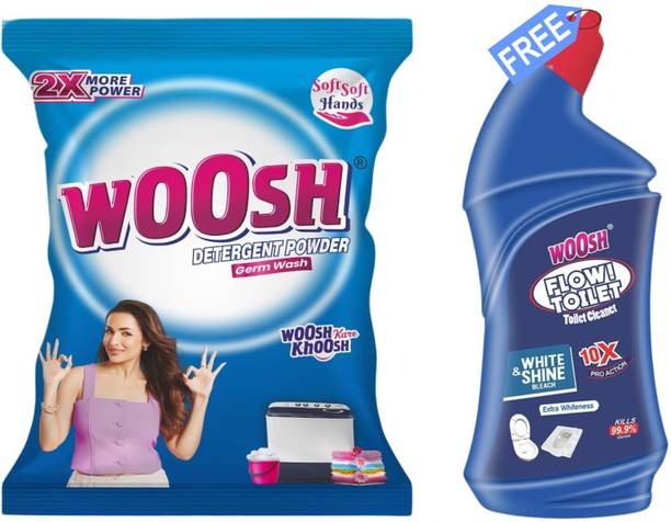 Woosh Detergent Powder (5kg ) Free with Toilet Cleaner (500gm)) Detergent Powder (Rose & Lavender)