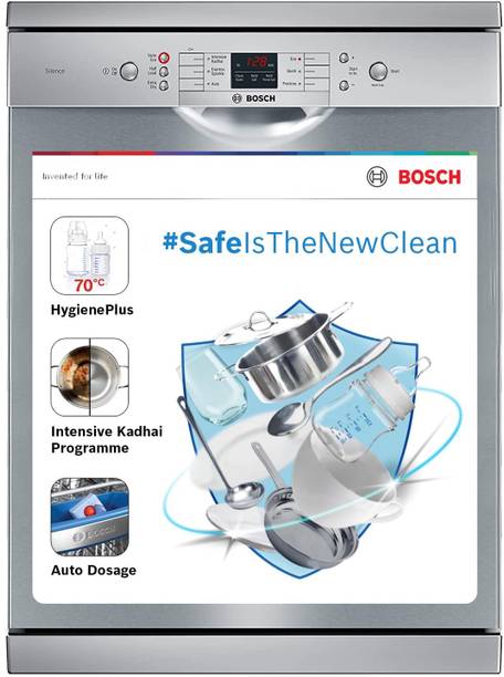 BOSCH SMS66GI01I Free Standing 13 Place Settings Intensive Kadhai Cleaning| No Pre-rinse Required Dishwasher