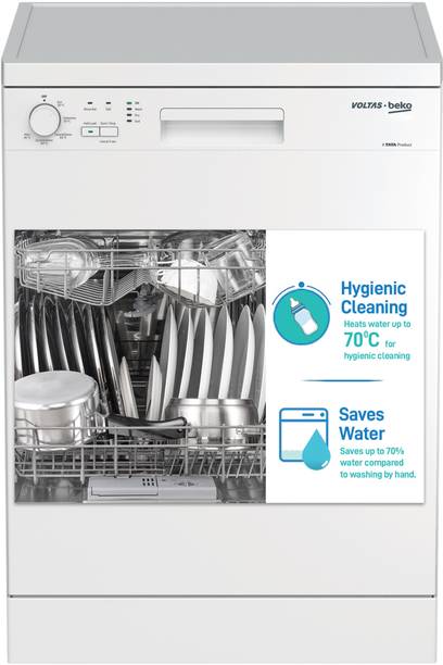 Voltas Beko by A TATA Product DF14W Free Standing 14 Place Settings Intensive Kadhai Cleaning| No Pre-rinse Required Dishwasher