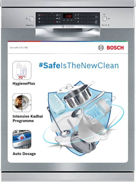 BOSCH SMS46KI03I Free Standing 14 Place Settings Intensive Kadhai Cleaning| No Pre-rinse Required Dishwasher