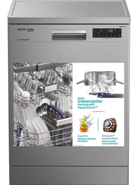Voltas Beko by A TATA Product DF14S2 Free Standing 14 Place Settings Intensive Kadhai Cleaning| No Pre-rinse Required Dishwasher