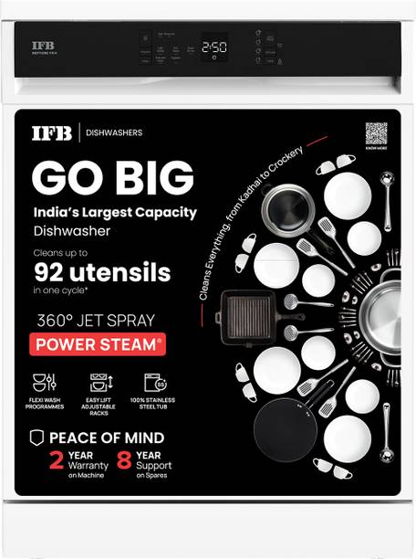 IFB Neptune FX14 Free Standing 14 Place Settings with 70 Degree Hot Water Wash, 360 Degree Spray Arm, Hygienic Steam Drying, White Dishwasher