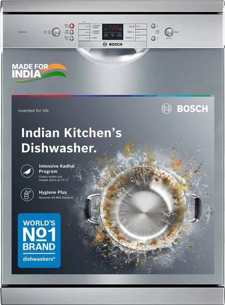 BOSCH SMS66GI01I Free Standing 13 Place Settings Intensive Kadhai Cleaning| No Pre-rinse Required Dishwasher
