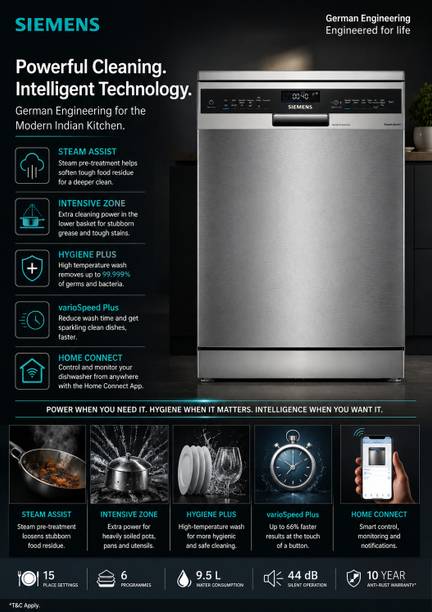Siemens SN25HI00MI Free Standing 15 Place Settings Dishwasher