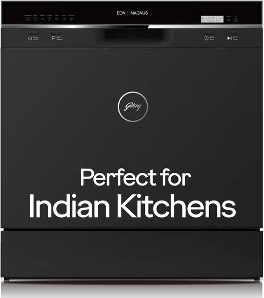 Godrej DWT EON MGNS 8C NF SKBK Free Standing 8 Place Settings Compact With Inbuilt Heater Dishwasher