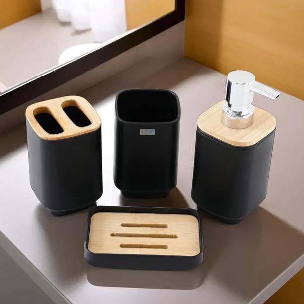 HOMESTIC 4 Pieces Bathroom Accessories Set | Mouth Wash Cup & Soap Dish PP (Polypropylene) Bathroom Set